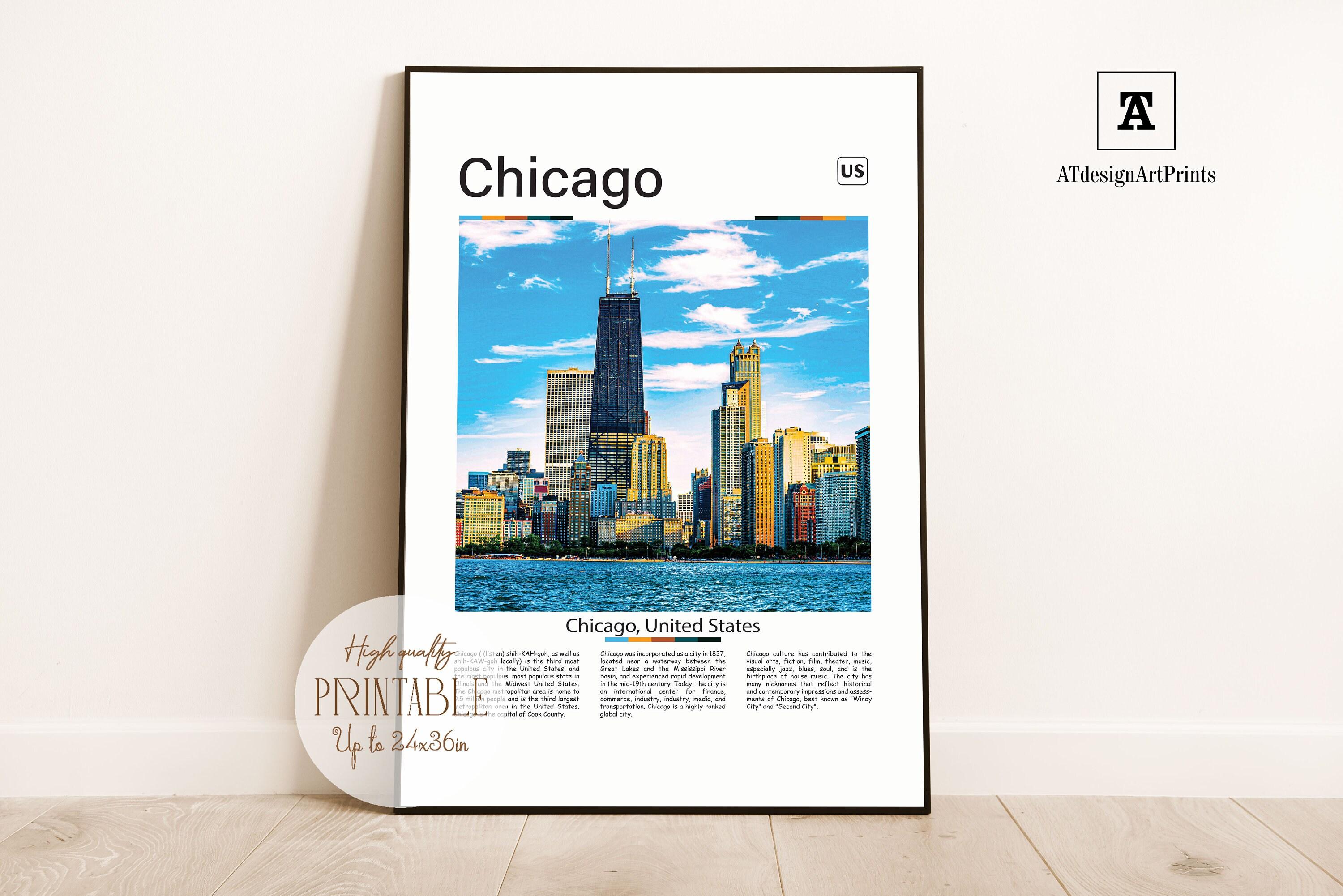 Chicago Wall Art, Chicago Print, Chicago Poster, Chicago Skyline ...